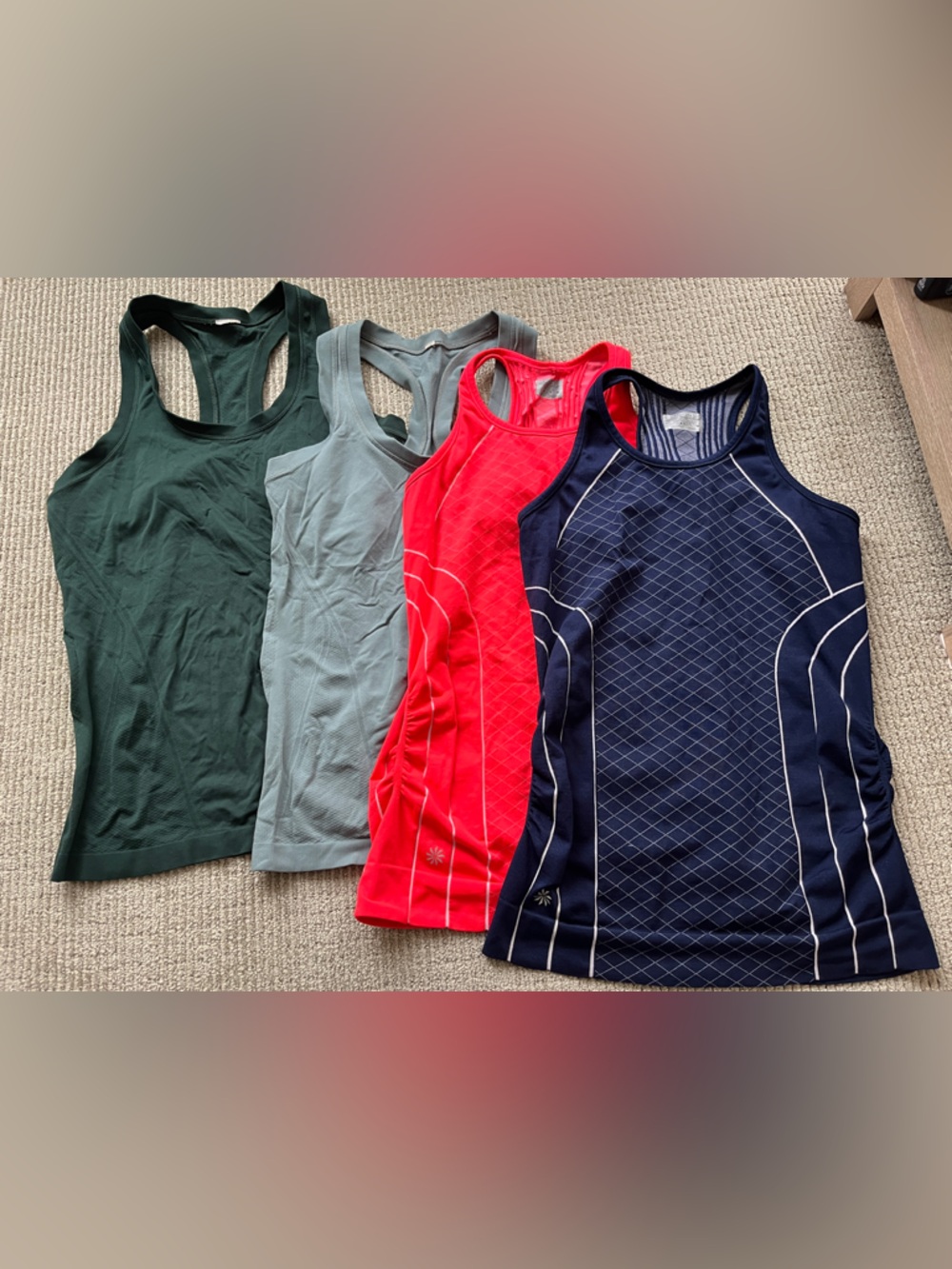 Athleta Bundle Racerback Tank Tops - Green, Sage, Red, Navy